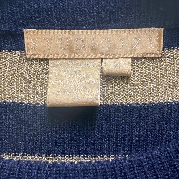 Blue and Gold Stripe Sweater. - Picture 3 of 5